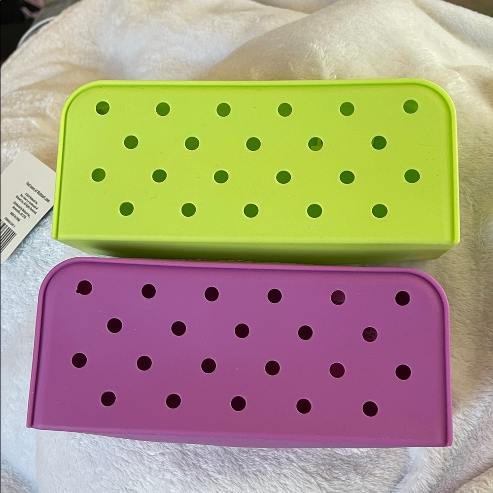 Purple or green silicone Pencil Pouch holds croc jibbetz shoe charms nwt